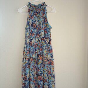 Taylor Blue Floral Smocked Halter Maxi Dress | Size 2
